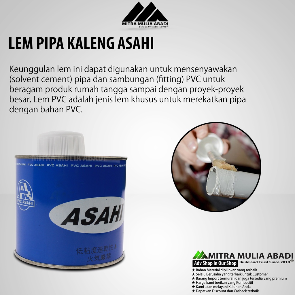 Lem Paralon / PVC glue / ASAHI / Lem Pipa 400 Gram Kaleng