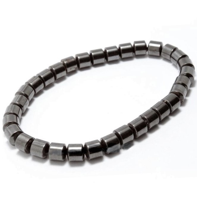 Gelang Tangan Kesehatan Batu Alam Hematite Non-Magnet Butiran Silinder