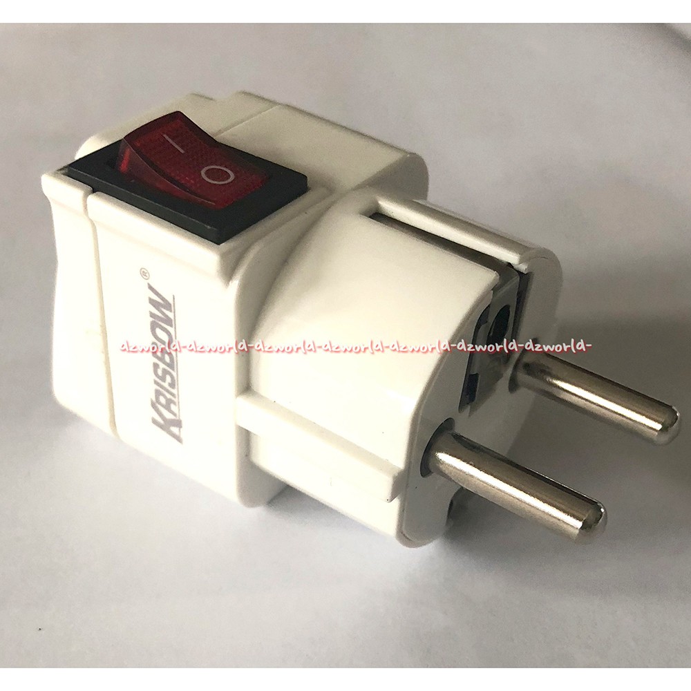 Krisbow Steker Stop Kontak Adaptor Dengan Tombol Switch Colokan Kaki 3 Putih White