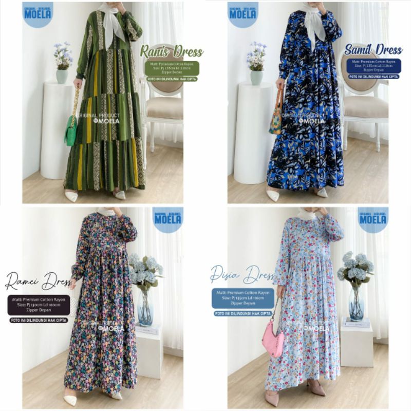 MOELA BERLABEL RANIS, RAMEI, SAMIL, PISIA, HIMA DRESS ORIGINAL BY MOELA [100% ORIGINAL BRAND]