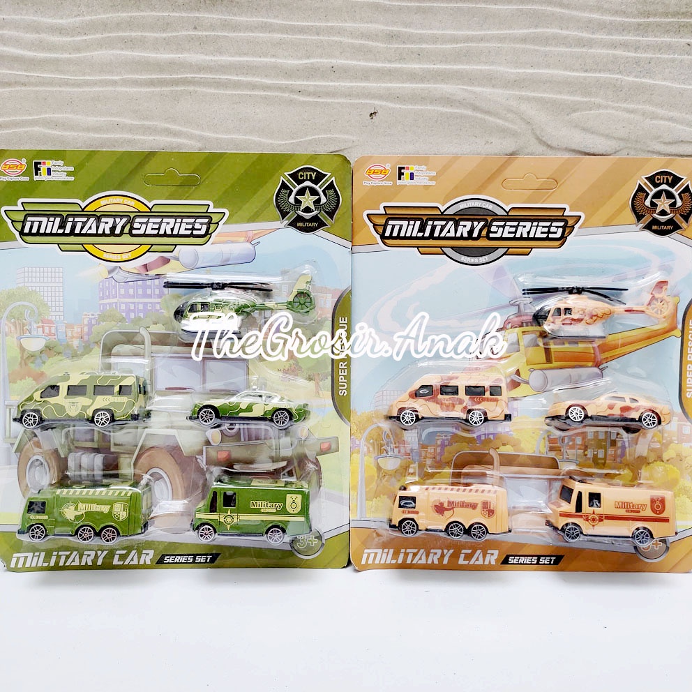 Military Series Car Set Mainan Mobil Helikopter Army Tentara Militer