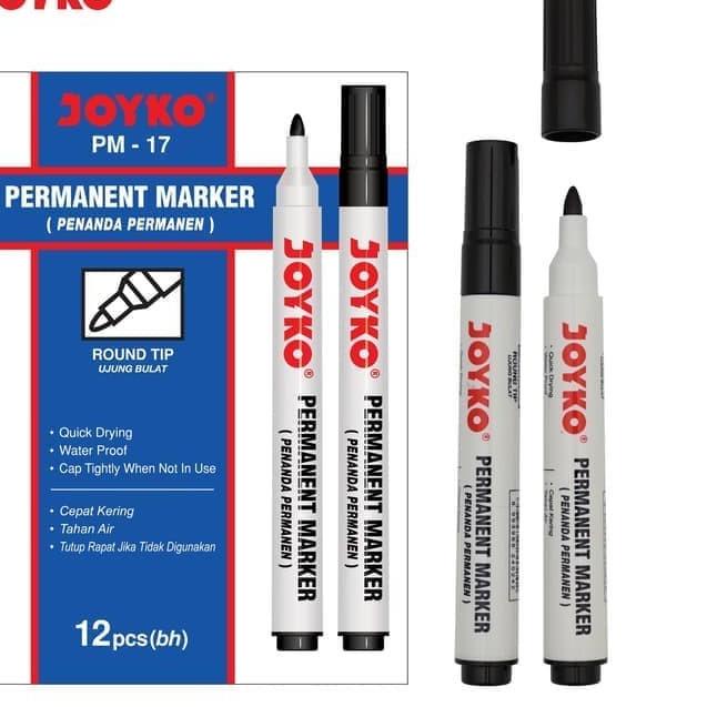 

➪ Joyko Permanent Marker Spidol Permanen PM-17 18 19 Box 12 pcs - Merah ♟