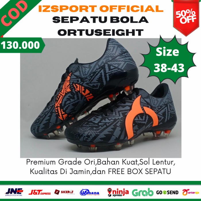 SEPATU SEPAKBOLA SEPAK BOLA ORTUS ORTUSEIGHT ORI ORIGINAL MURAH KEREN - HITAM, 38