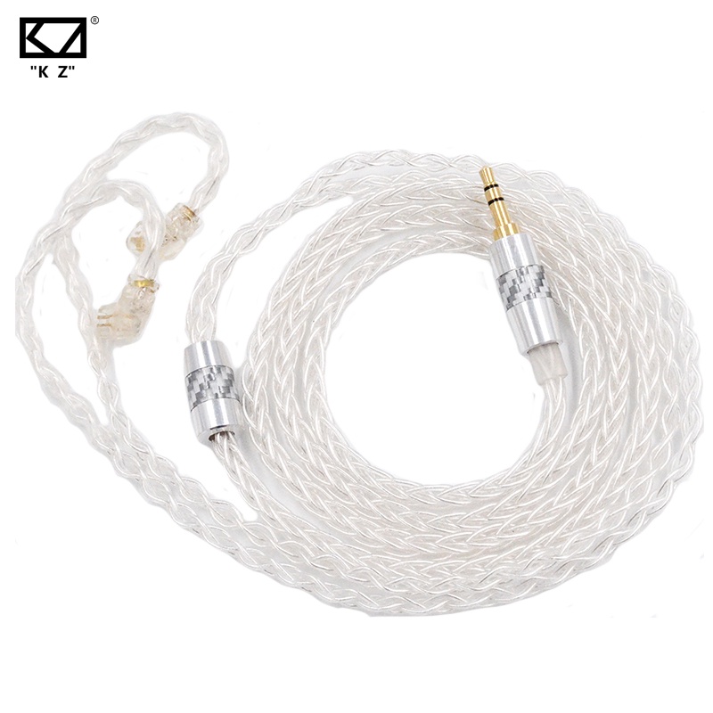 Kz Kabel Earphone 8 Core OFC Lapis Silver Dengan Jack 3.5mm 2Pin Untuk KZ DQ6 ZSX ASX ZAX ZSN PRO AS16