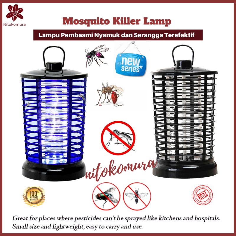 GS8 Lampu Perangkap dan Pembasmi Nyamuk Warna Hitam Elektrik UV Mosquito Killer Lamp 4 LED Desain Modern