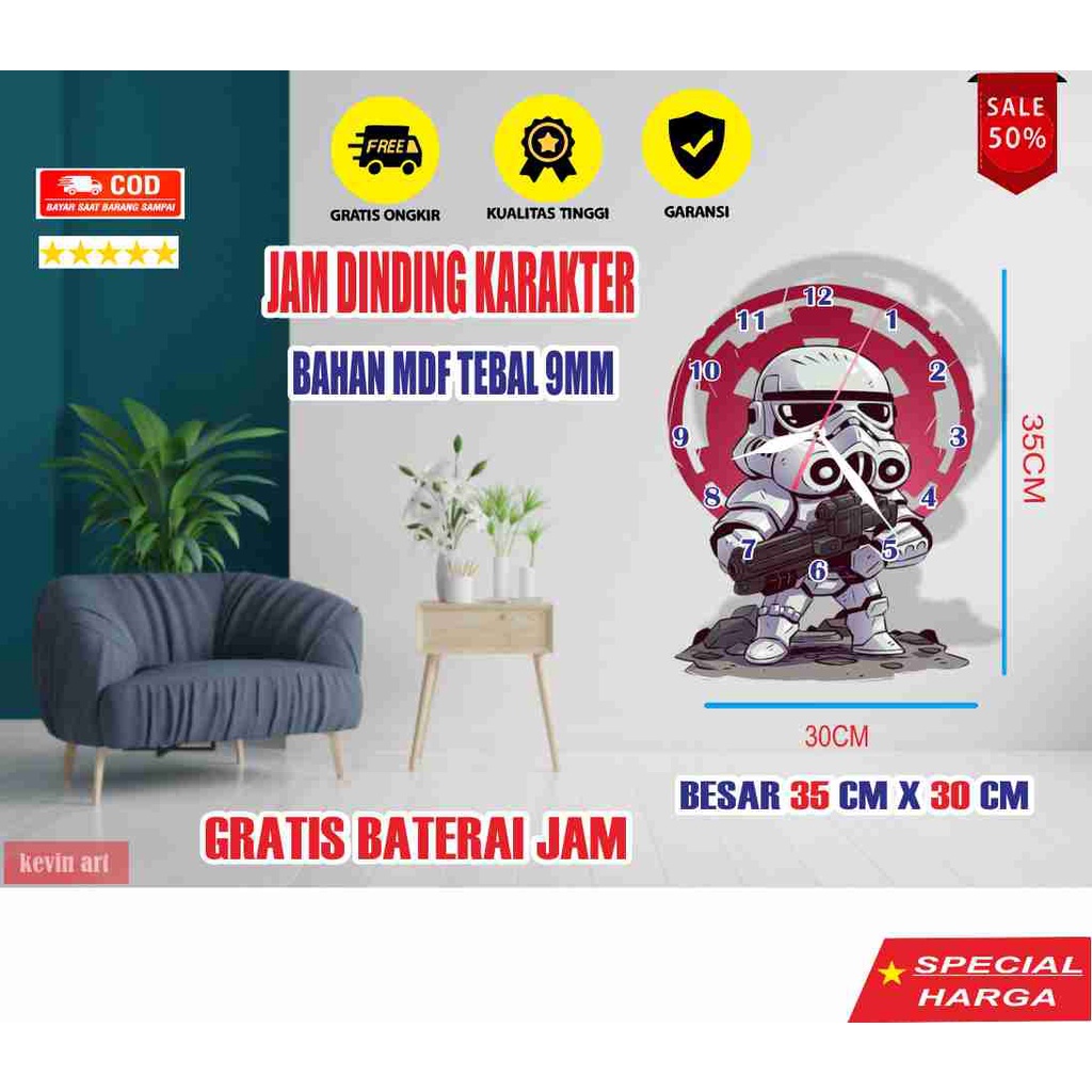 Dekorasi Rumah Jam Dinding Motif Star wars Koleksi Hiasan Dinding Unik