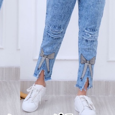 Celana Jeans Anak Perempuan Motif Pita 7-15 Tahun // Celana Anak Perempuan Variasi Bordir // Celana Jeans Anak Permpuan