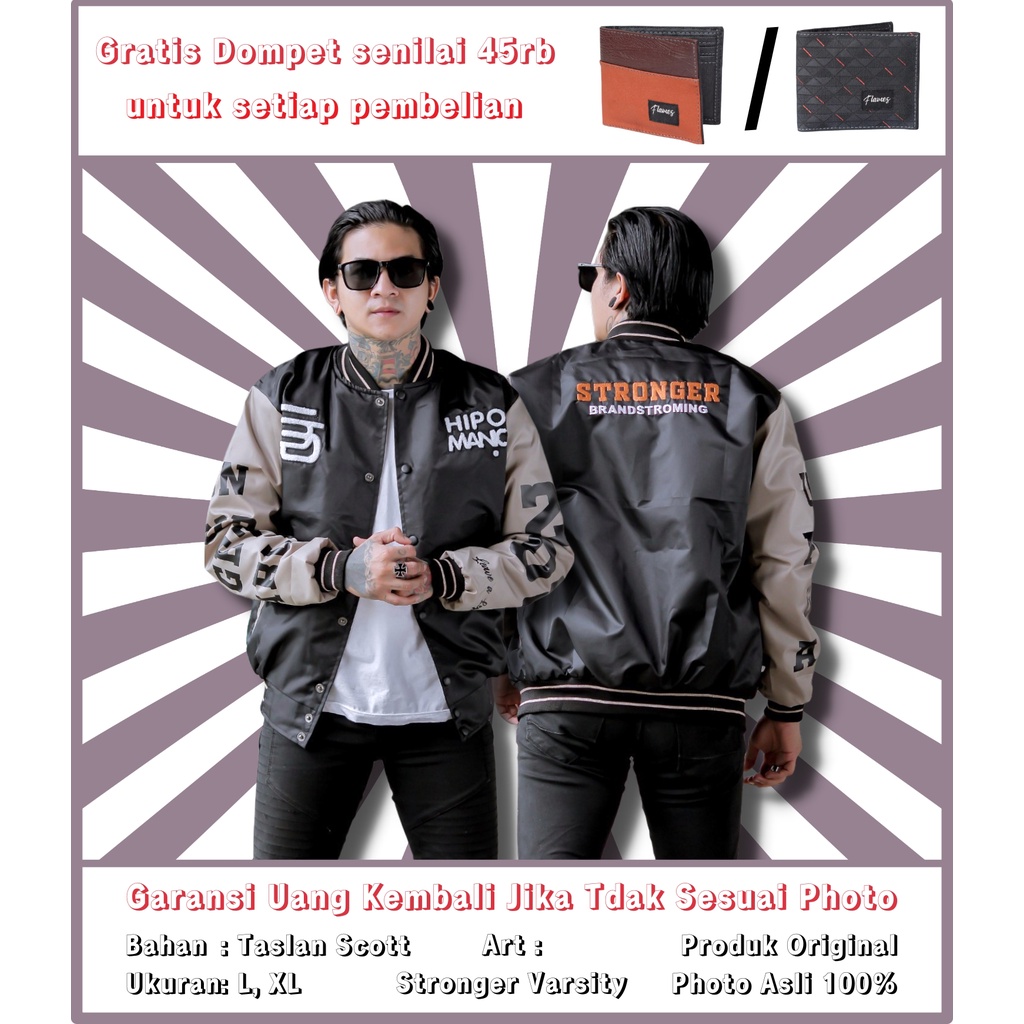Jaket Varsity Versity Vintage Jacket Baseball Pria Original Distro Waterproof Anti Air Strong