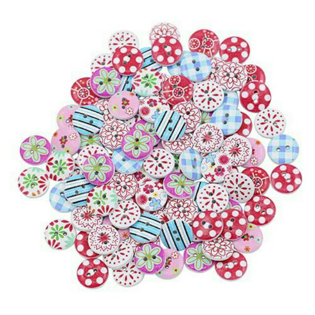 KANCING KAYU MOTIF BUNGA