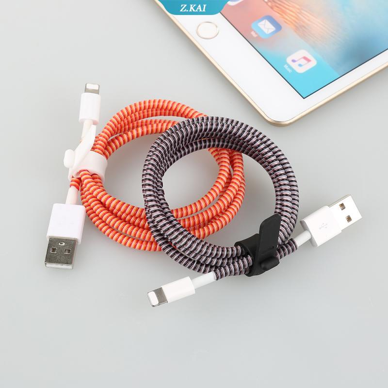 Tali Pelindung Kabel Data / Charger Usb / Earphone Model Spiral Panjang 1.4m Aneka Warna