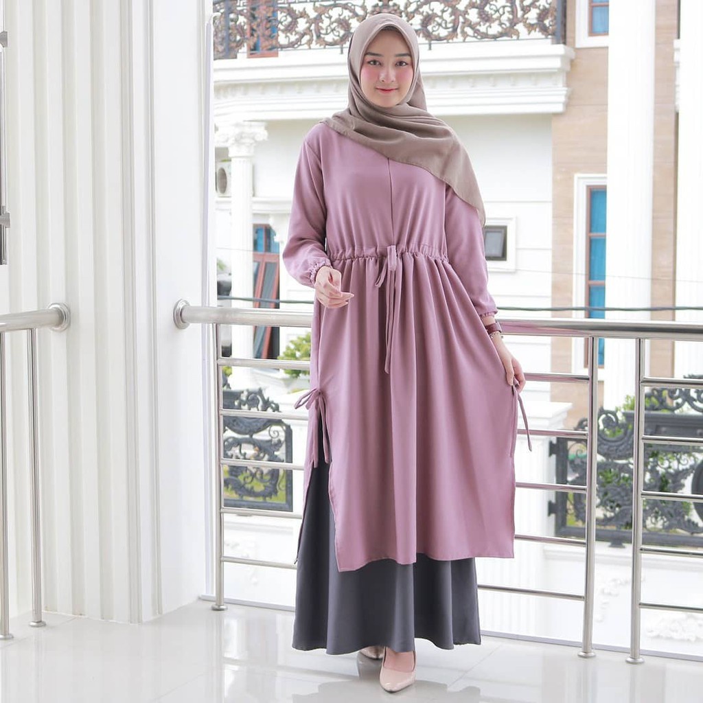 TM 26- COD Kemeja tunik wanita remaja cewek L ld 100 cm panjang murah busui resleting depan