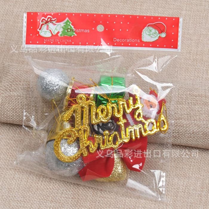 XS10 set 10 pcs dekorasi ornamen pohon natal aksesoris gantungan