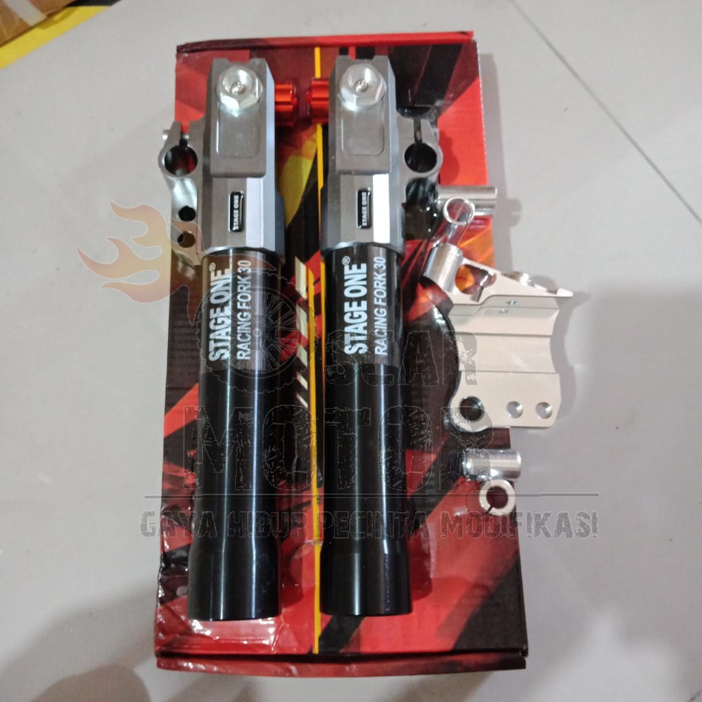 tabung shock depan RT stage 6 copy ori plus breket monoblok motor mio beat vario fino scoopy jupiter motor