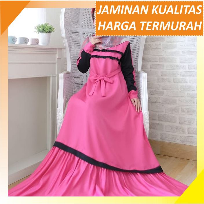 Gamis wanita busana wanita muslim Maxi Wanita Balotelly Pink Fanta NAURA MAXI PINK FANTA NI JM4132