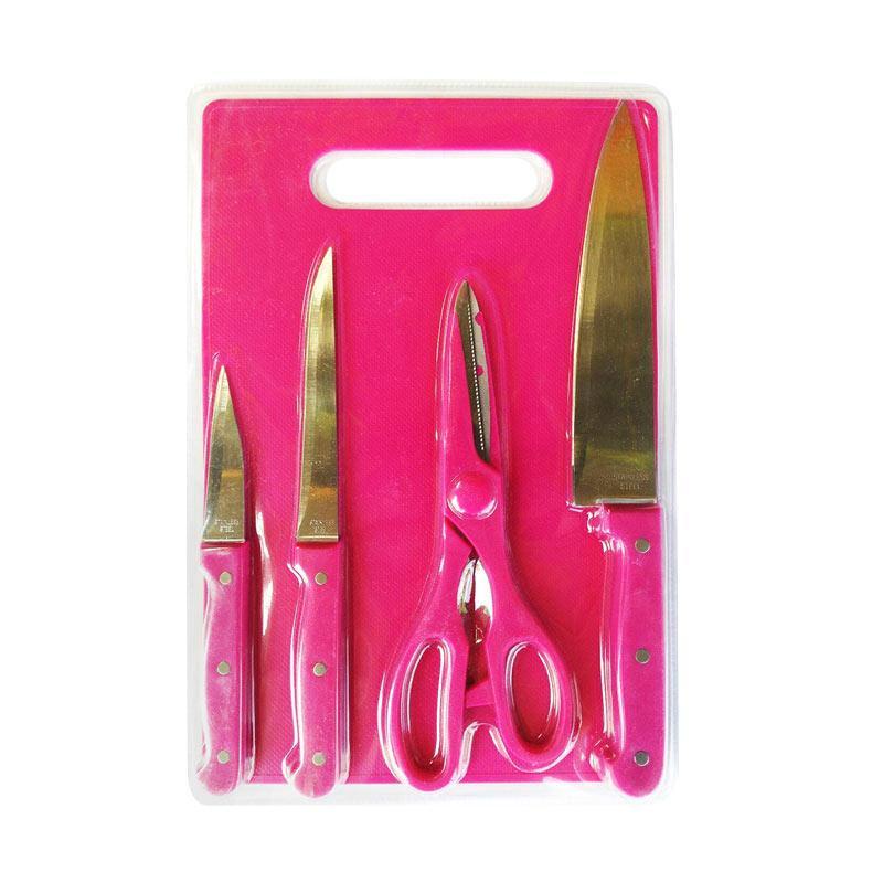 Pisau dan Talenan Set 5 In 1 Kitchen Knife Set Cutting Board Pisau Dapur Set