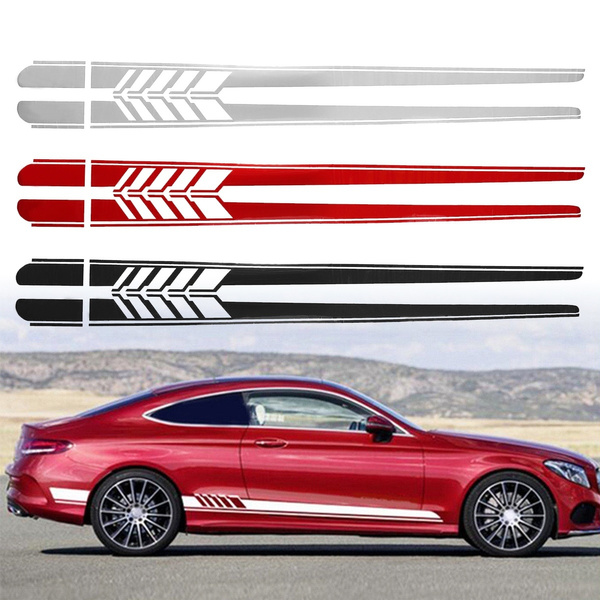Diy Tahan Air Mewah Auto Vinyl Decal Dekorasi 2 Pcs Panjang PVC Reflektif Body Mobil Sisi Perekat Stiker Dekor