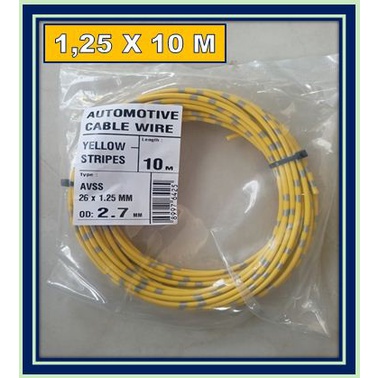 KABEL BINTIK 1.25 MM KUNING / KABEL 1,25 SERABUT TEMBAGA KELISTRIKAN MOBIL / KABEL SERAT TEMBAGA