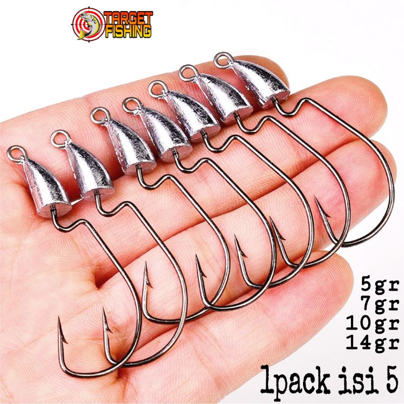 Worm Hook Jighead untuk Softlure 5 - 14Gram