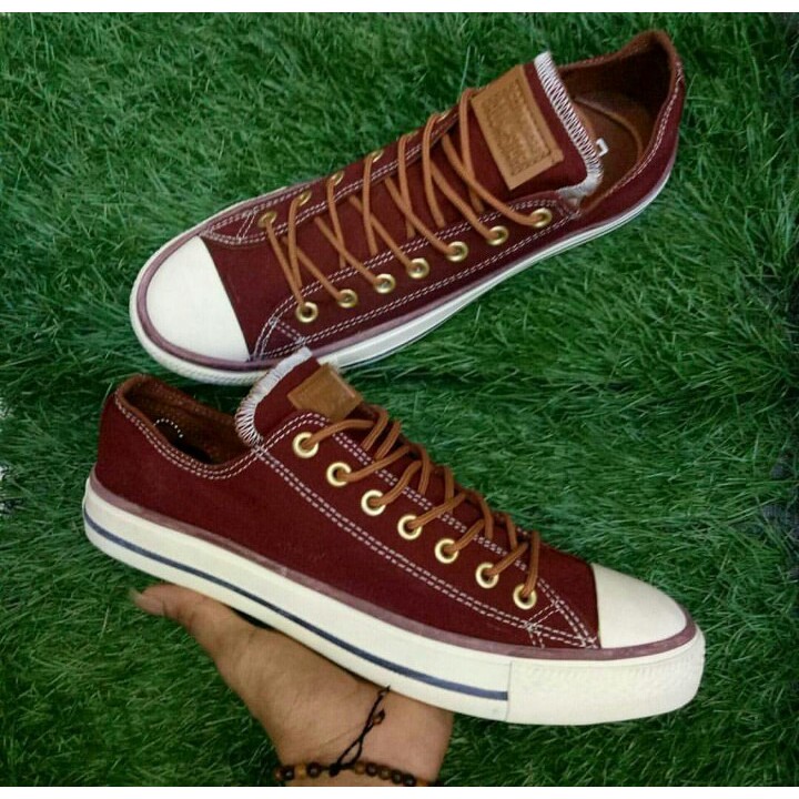 Sepatu Converse Classic Premium Import Vietnam Grade Original Red Maron Merah Tua Kets