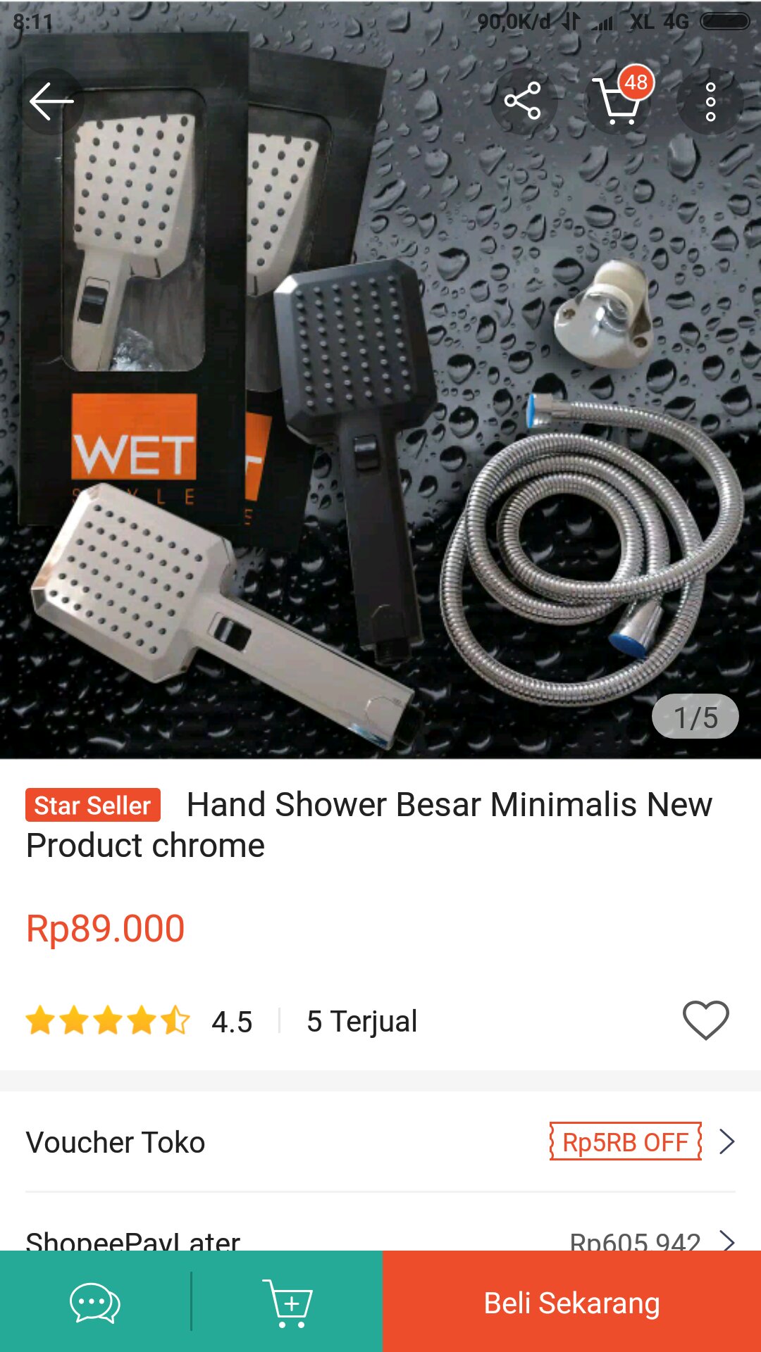 Hand Shower Besar Minimalis New Product Chrome