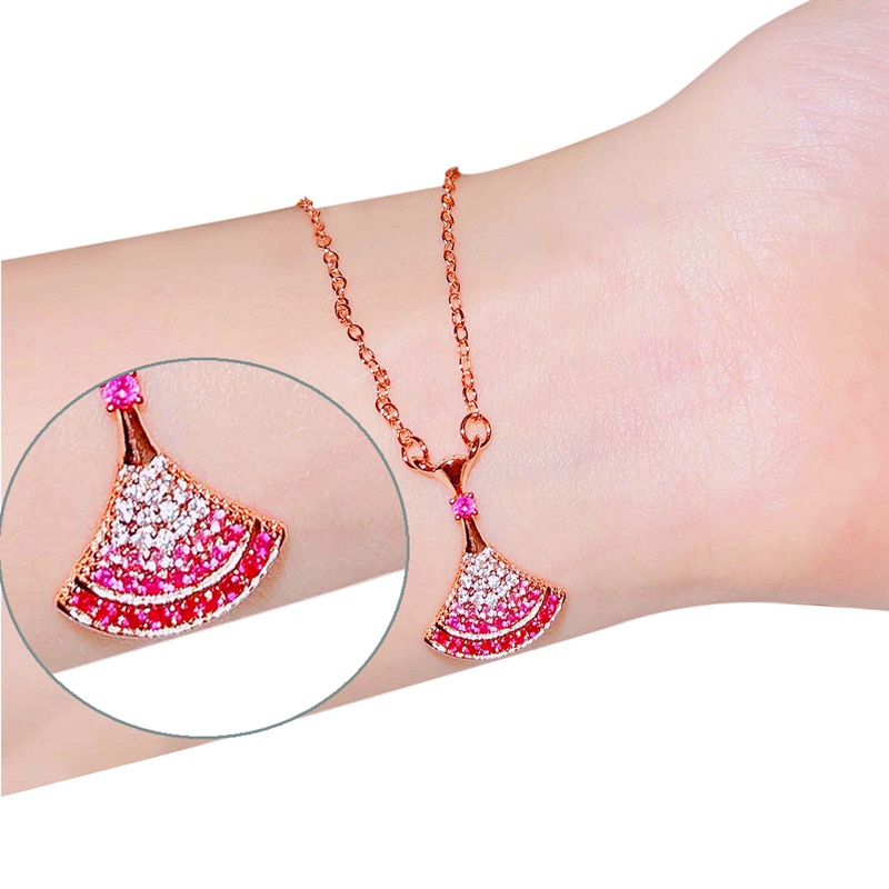 Fancyqube Fancycube Kalung Rantai Tembaga Dengan Liontin Kristal Zircon Mewah Untuk Wanita