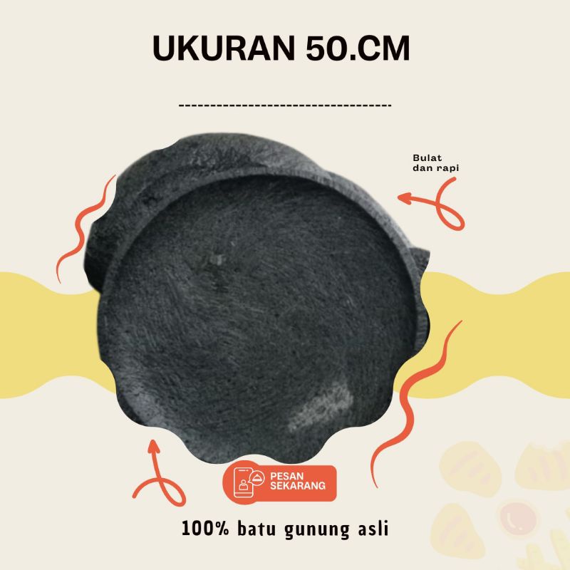 Cobek batu asli ukuran jumbo 50 cm free uleukan