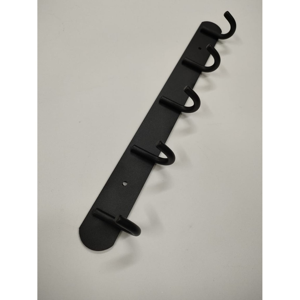 Gantungan Baju aluminium 5 Kait HITAM F2205 - Kapstok Hook 5kait fio hooks hanger kitchen black