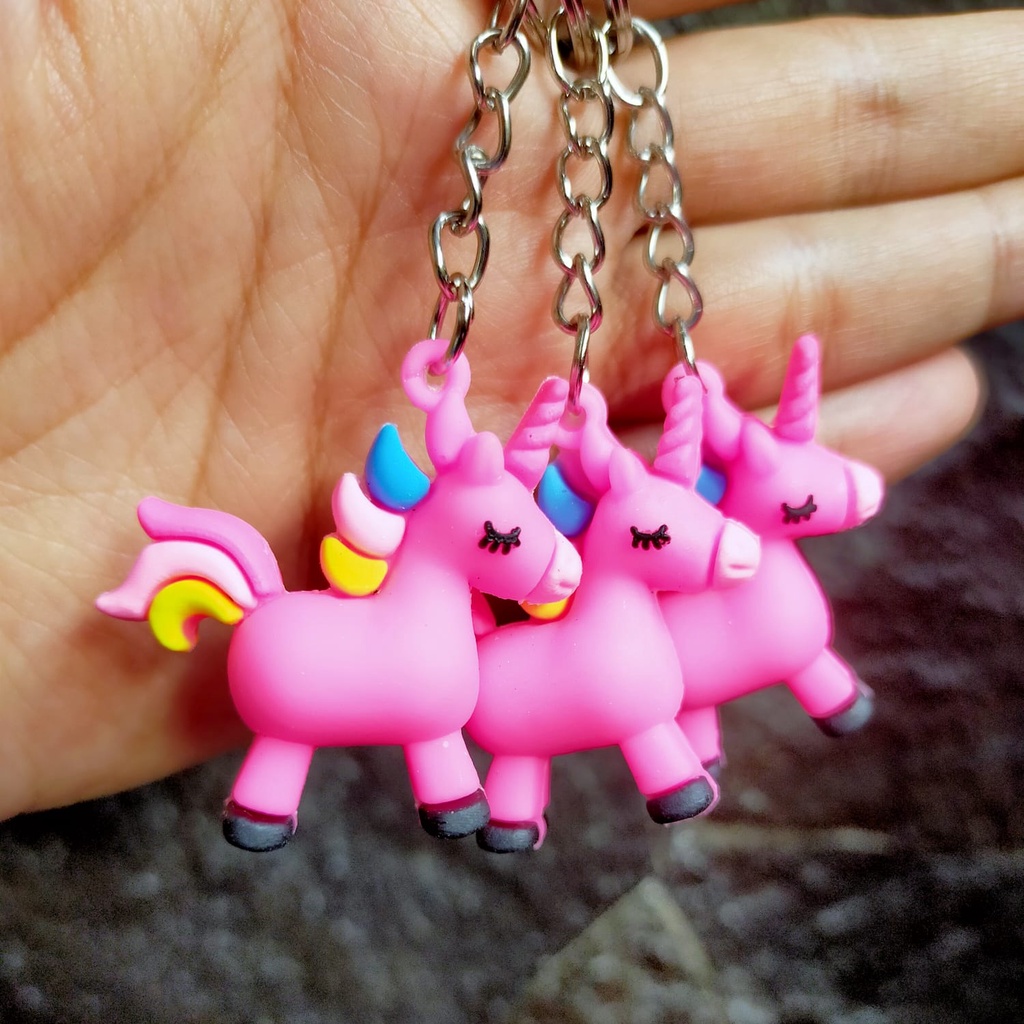 GANTUNGAN KUNCI UNICORN RAINBOW // Ganci Karakter Unicorn Rainbow Pelangi Unik Lucu | Gantungan tas | Bag Charm | Souvenir Murah | Keychain | COD