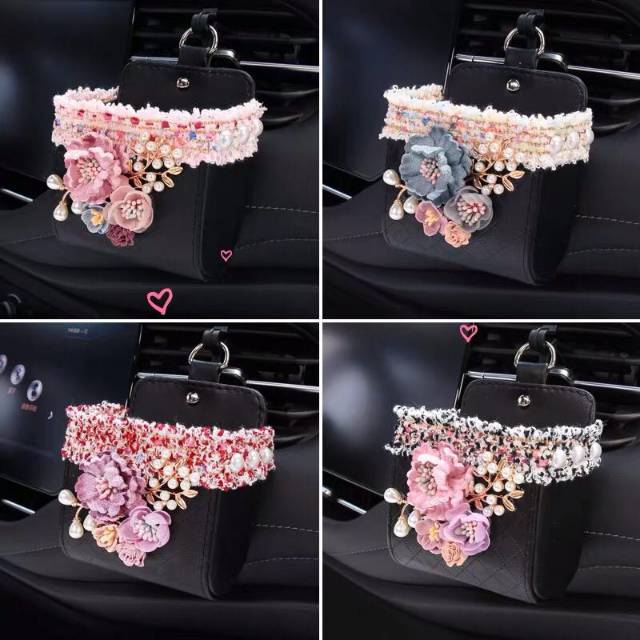 DAD Flower Bunga POUCH Kulit Tempat Koin Kunci HP Karcis Kertas Parkir Gantung Lubang AC Premium