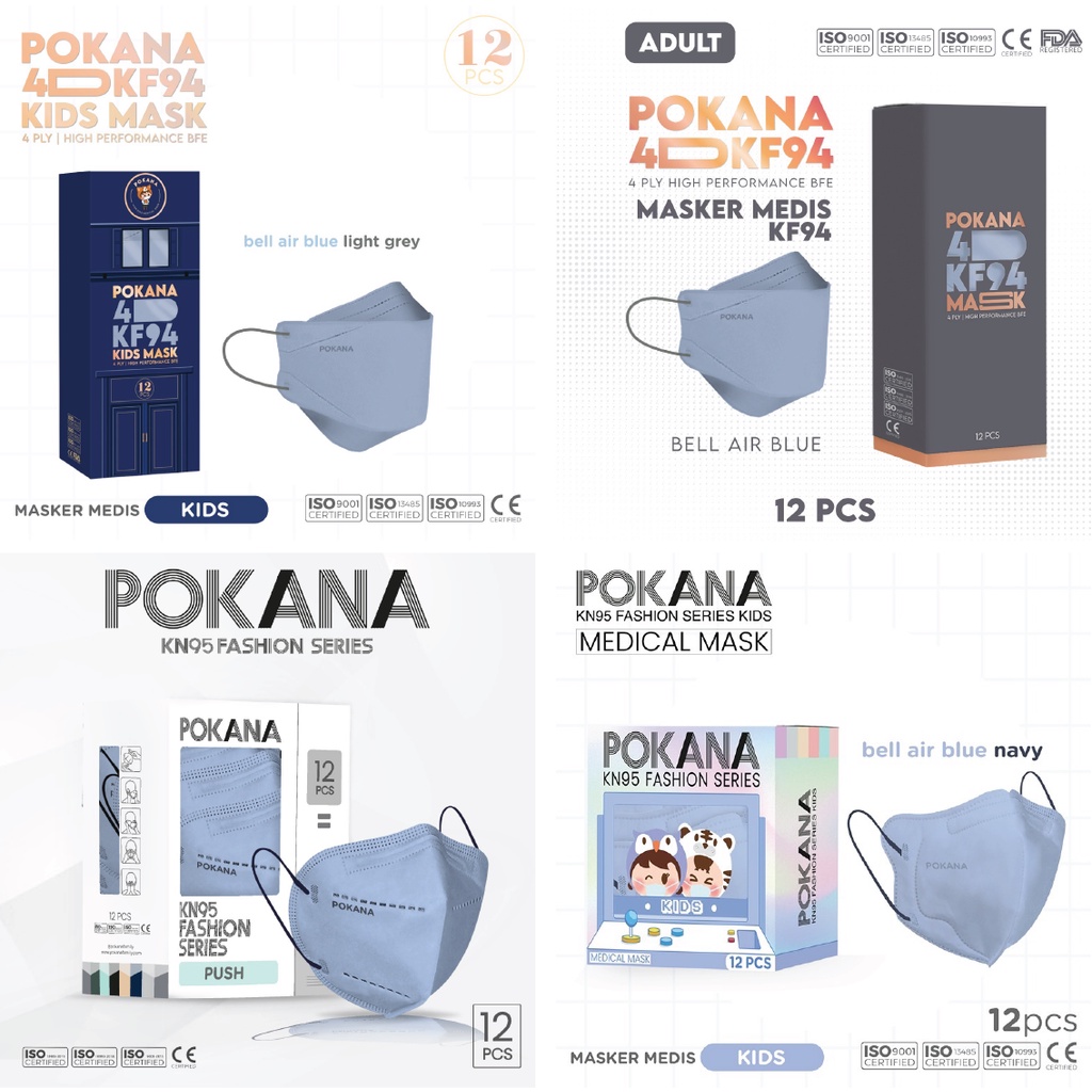 POKANA BELL AIR BLUE SERIES - MASKER BIRU KF94, KN95 ANAK DEWASA