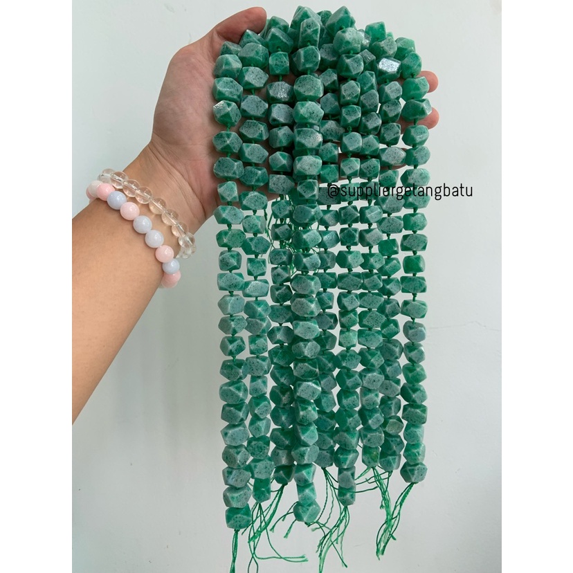 manik Batu alam GREEN JADE 15 x 12mm giok hijau bongkah bahan HEXAGON