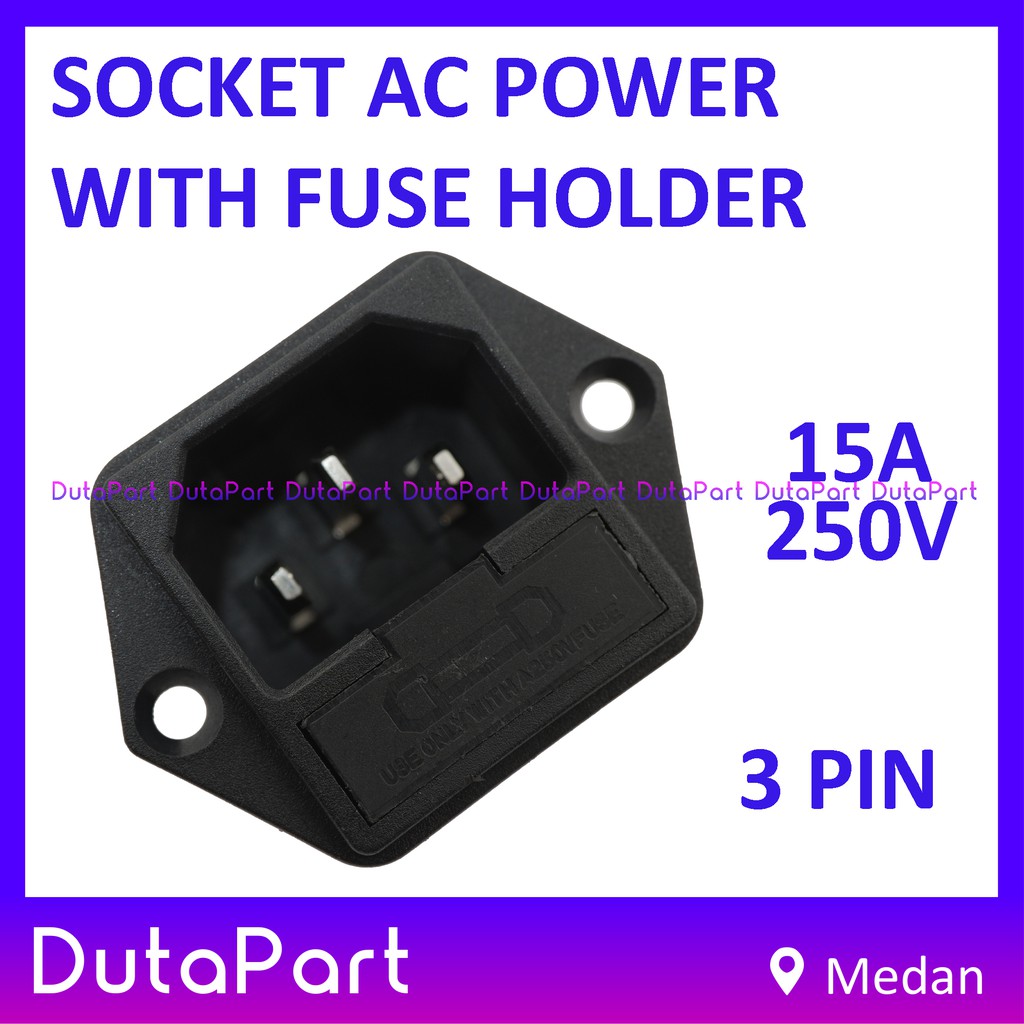 Socket AC Power 2in1 + Fuse Folder Soket Outlet Inlet Box 15A 250V