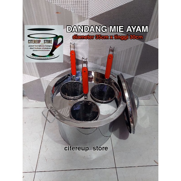 Jual Dandang Mie Ayam Stainless Lengkap Saringan Panci Mie Tong Mie Shopee Indonesia