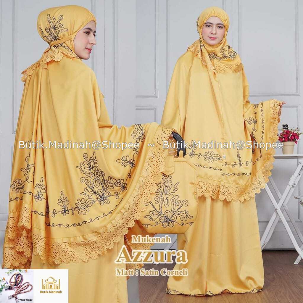 BUTIK.MADINAH MUKENA DEWASA AZZURA BORDIR 3D TIMBUL ROBERTO CORNELI SUTRA VELVET