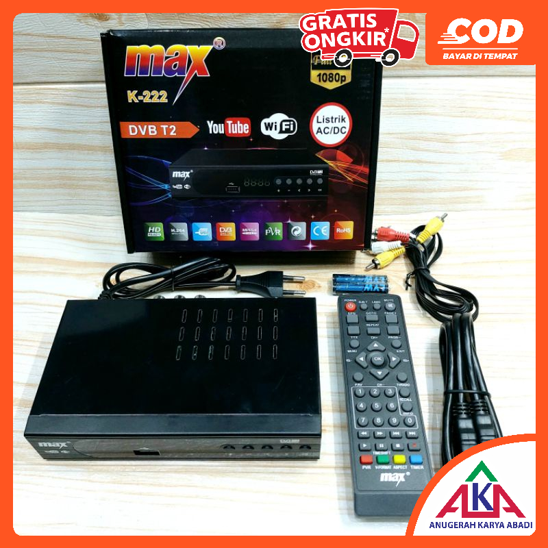SET TOP BOX STB DIGITAL RECEIVER SIARAN DIGITAL DVB T2 MAX K-222 ORIGINAL RESMI