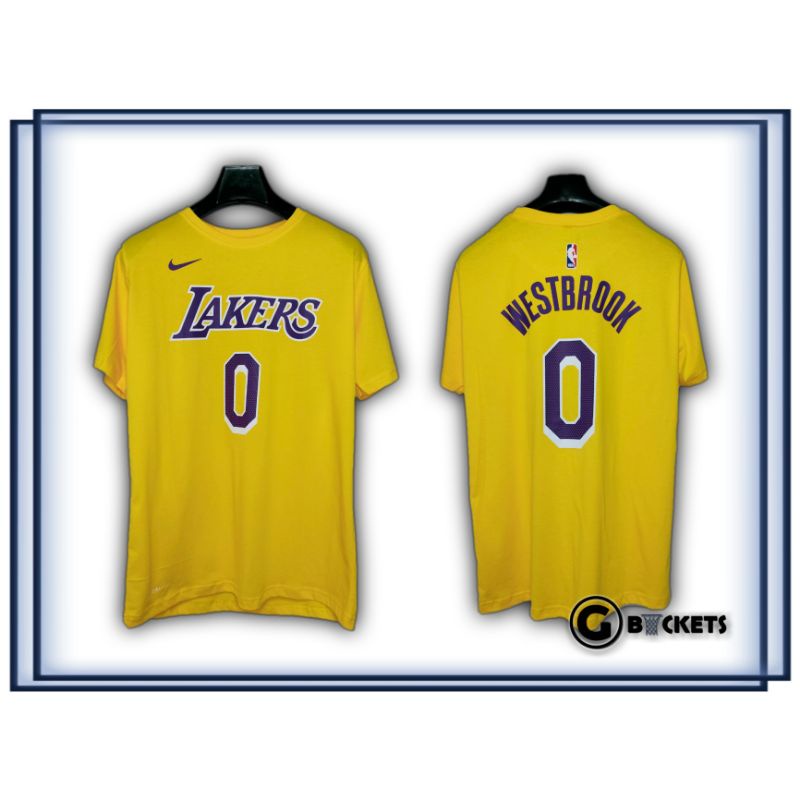 Kaos Russel Westbrook LA Lakers #0 yellow t-shirt NBA