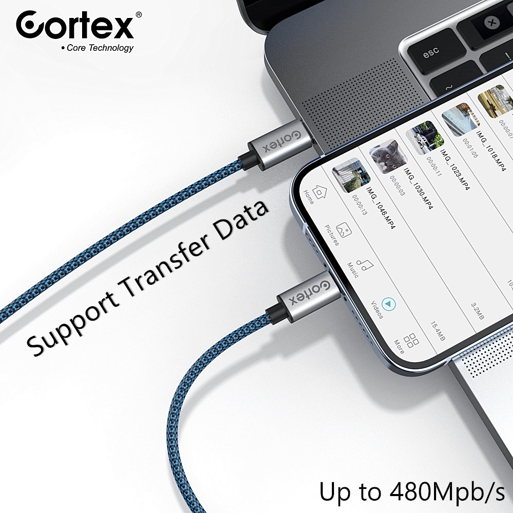 Cortex KE-202 Kabel iPhone USB to Lightning 14 13 12 11 X 8 7 6 5 Pro Max iPad Cable Fast Charging 1.2Meter 2Meter