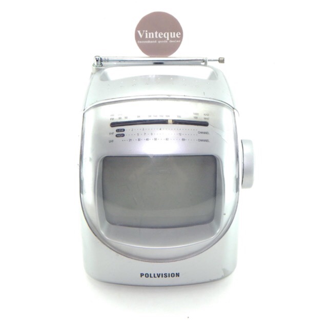 Televisi Kecil Vintage Mini Portable TV Radio POLLVISION Hitam Putih