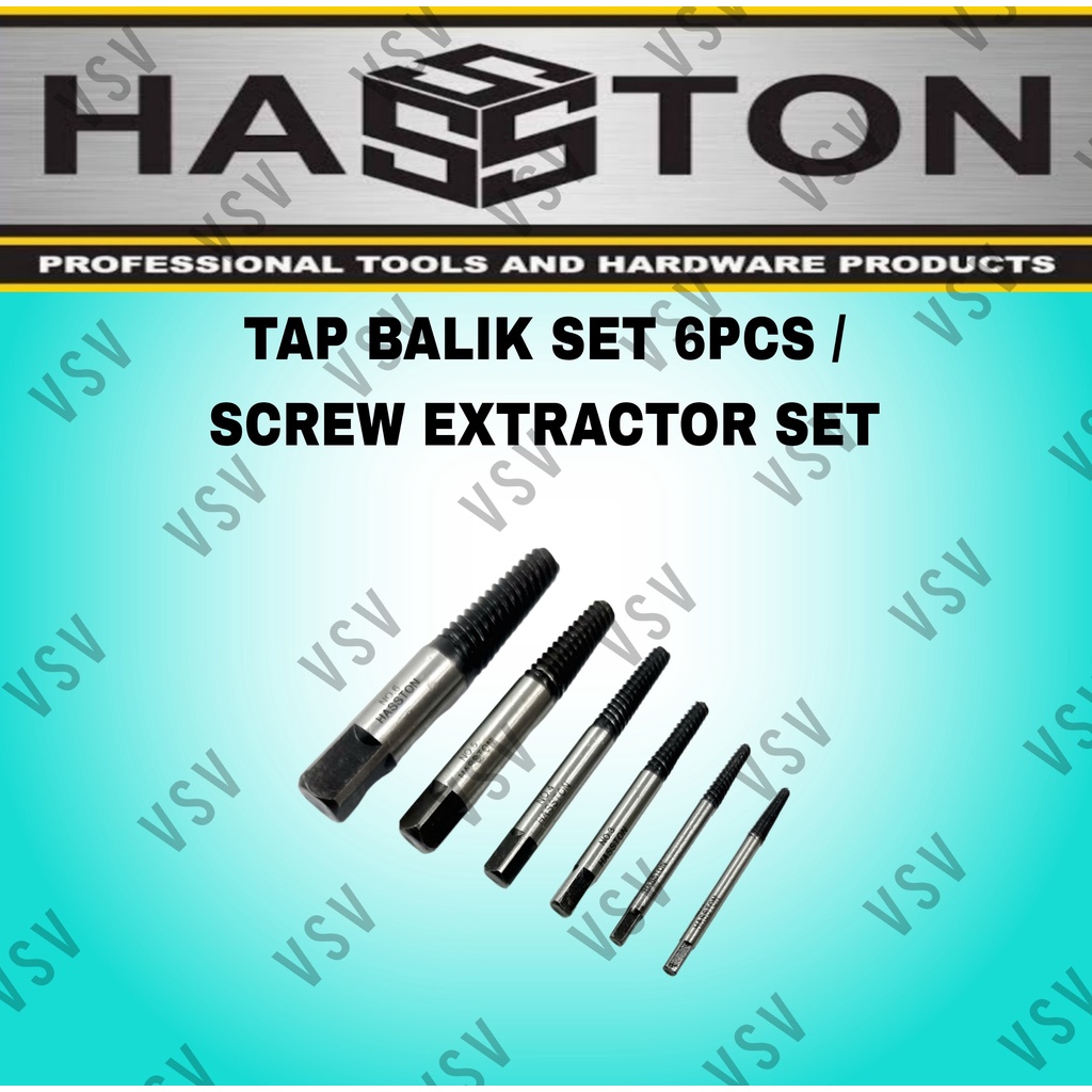 Hasston Tap Balik Set 6pc 3799-100 Screw Extractor Set 3799-100