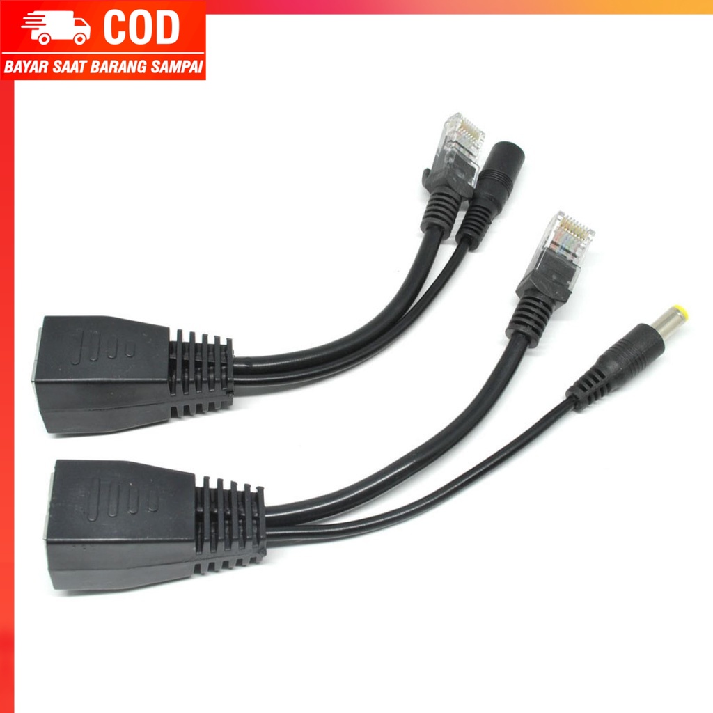 (1005 BARANG ORI) Passive PoE Power Over Ethernet Cable Male &amp; Female Power Plug D1350