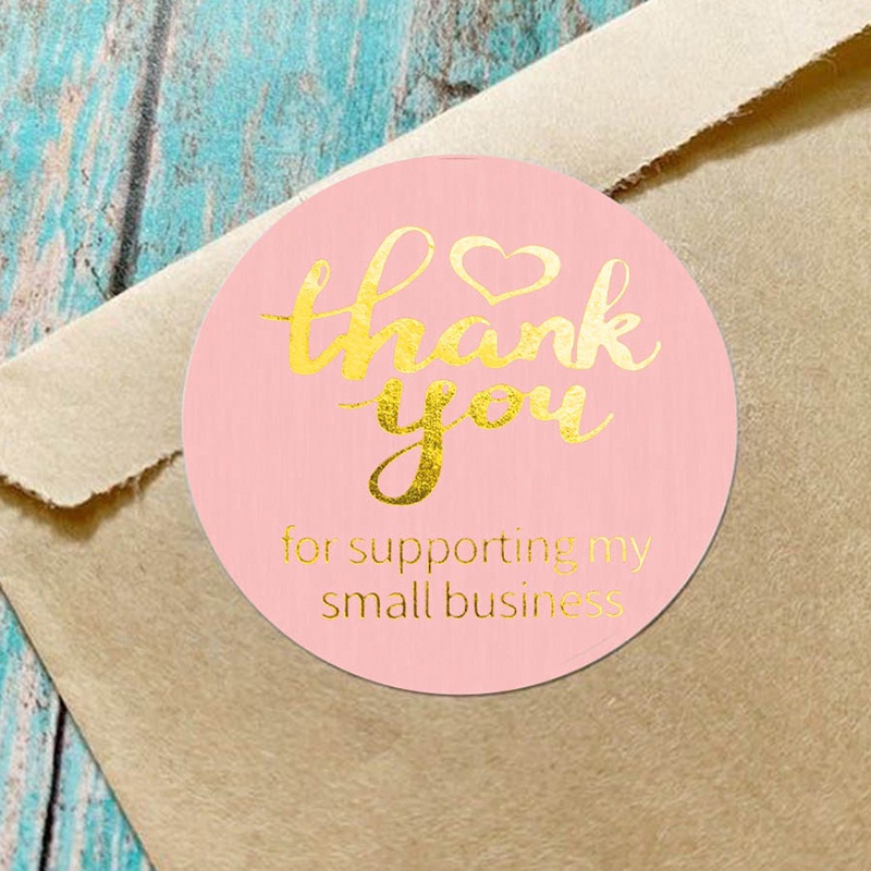 500pcs / Roll Stiker Desain Thank You For My Small Business Ukuran 1 Untuk Hadiah