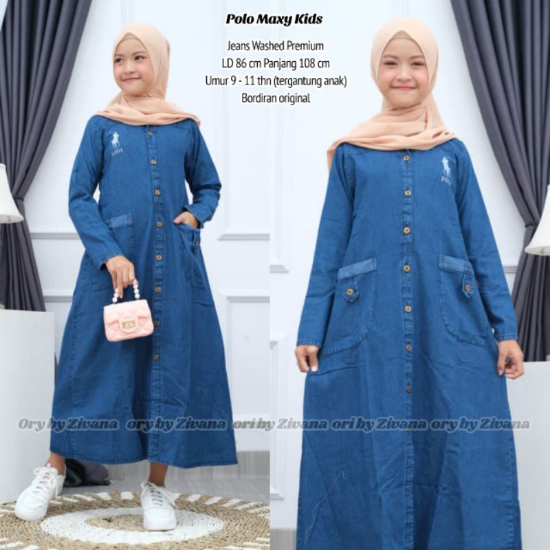 Gamis jeans anak tanggung ±10th //JF853