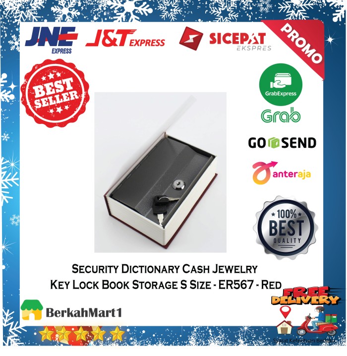 Brangkas Safety Box Bentuk Buku Security Dictionary Metal Kecil Red - S