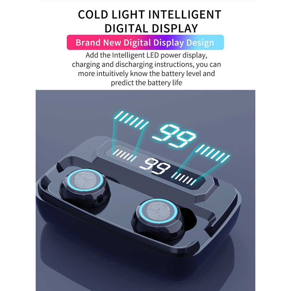 (100% BARANG ORI) ZEBRA TWS Earphone Bluetooth 5.0 LED Touch Powerbank Dock 2000mAh M11