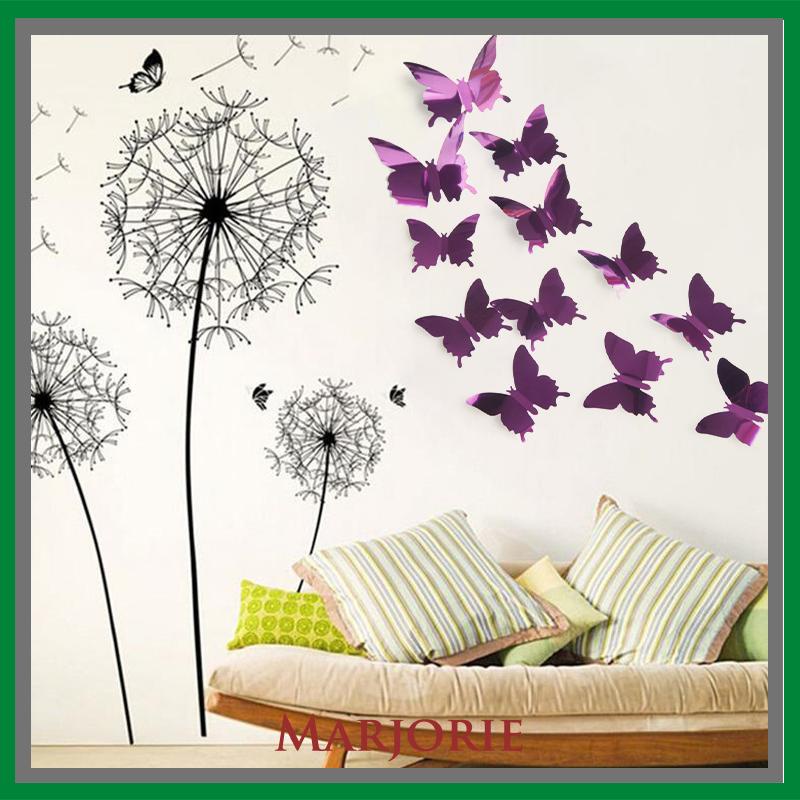 Tiga -Dimensi Pet Mirror 3D Butterfly Wall Sticker Stiker Ruang Tidur Ruang Ruang Ruang Belajar Studi-MJD