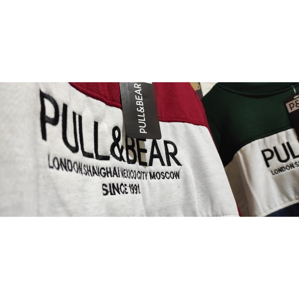 Sweater Crewneck *Pull&amp;Bear Kombnasi warna / Crewneck Pria Original motif Bordir