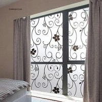 STICKER KACA STIKER KACA 45 CM X 1M  TERMURAH BEST SELLER MOTIF BUNGA HITAM