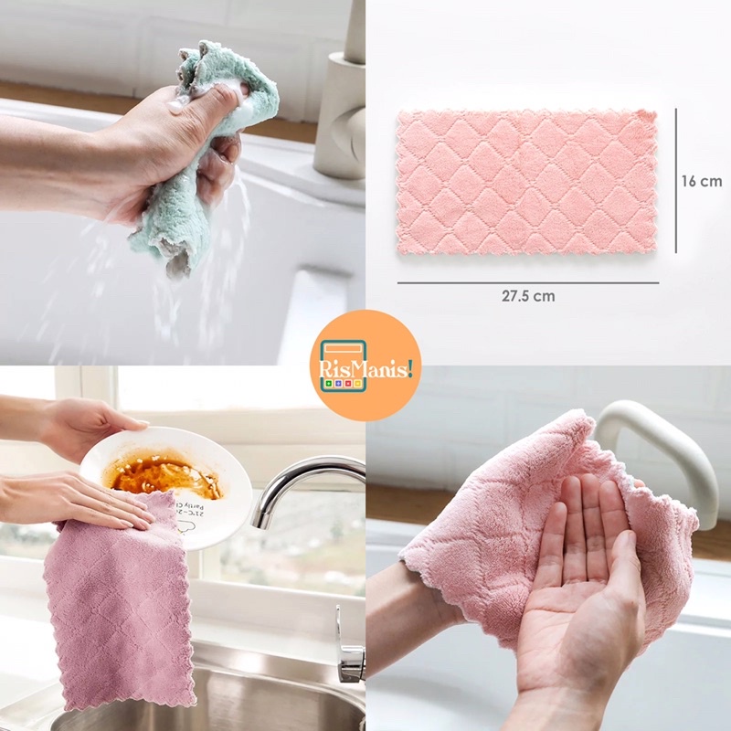 MICROFIBER KITCHEN DUSTER - Kain Lap Dapur Handuk Cuci Piring Wajan Panci Serap Minyak Halus Lembut