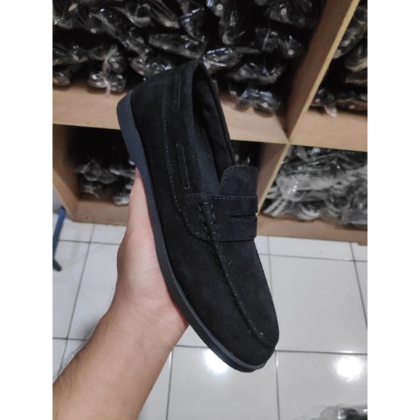 bungkusuku - Sepatu Pria Casual Slip On Pria Kulit Sintetic Loafers Tali Kasual Slop Main Santai Kerja Kondangan