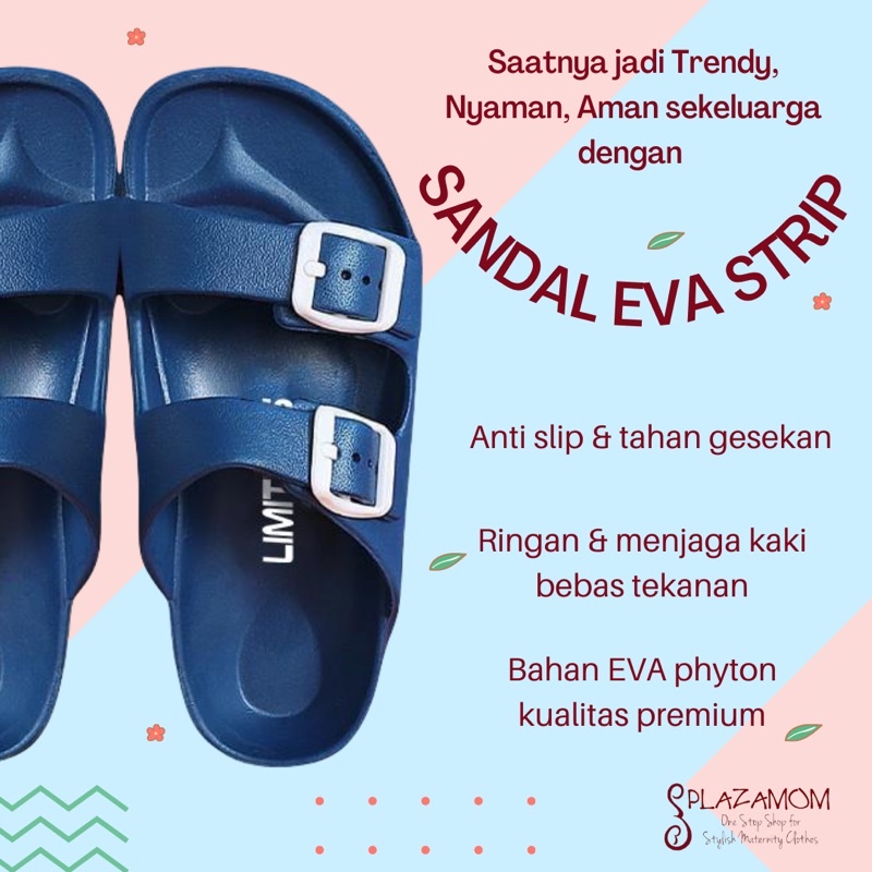 Sandal EVA karet ANAK 4-8 tahun Laki Perempuan Unisex Sendal Selop Slippers Strip Strap 2 Empuk Ringan Anti slip Kualitas Premium Nyaman Bisa untuk outdoor indoor trendy stylish